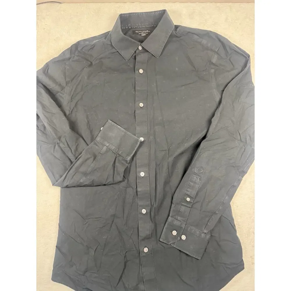 Banana Republic Non-Iron Shirt Men’s M Black Slim Fit Long Sleeve Dress